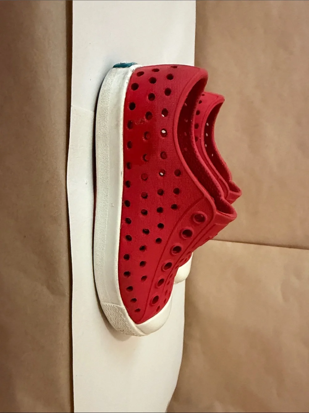 Native Kids Slip-On Sneakers in Bright Red with White Toe